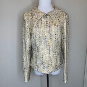 Casual Corner Gold Boucle Blazer Jacket Sz 6 Lady Jacket